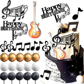 24 Stück Gitarre Rock Musik Dekorationen, Gitarre Geburtstagskuchen Dekorationen, Bünde Gitarre Modell Dekorationen für Musiker Party Geburtstagsparty Rock Thema Party