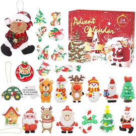 24 Days Christmas Countdown Advent Calendar Ornaments Set Mini Christmas Tree Hanging Ornaments Holiday Gifts for Kids Adults