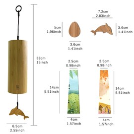 LingTing Bamboo Wind Chimes for Sound Healing, Meditation, Relaxing Emotions,Chord Wind Chimes Hand-Cranked Wind Chimes Unique Decor Gardening Gift for Outdoor Decoration(Dm-Rain)