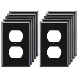 Figame Duplex Receptacle Siding, Non-Breakable Polycarbonate Dual Receptacle Panel Cover, 1-Gang Standard Size Wall Receptacle Cover, Ul Listed, Includes Color Matching Screws 10 Pack (Black)