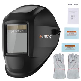 Welding Helmet Auto Darkening,Large Viewing 3.94 * 3.15" True Color Welding Hood With 4 Arc Sensors Solar Powered,Wide Shade 5-9/9-13 for TIG, MIG, MAG With Welding gloves (L-001)