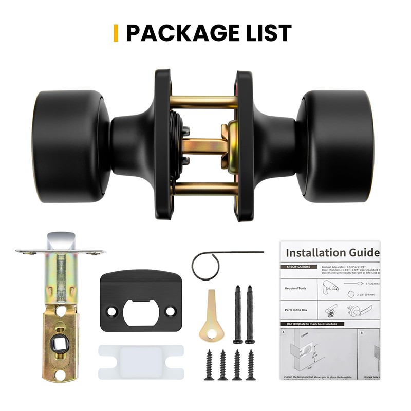goldenwarm Matte Black Closet Door Knobs, Passage Door Knobs Interior