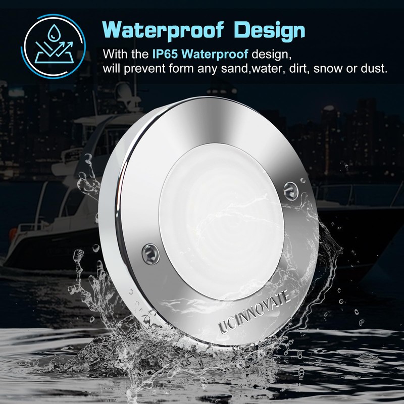 4Pcs 3.15”Round LED Marine Light with sliver housing, Navigation Boat
