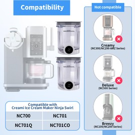 BOXOB 2 Pack Pints and Lids for Ninja CREAMi Swirl NC700 Series Ice Cream Maker, BPA-Free Ice Cream Storage Container Dishwasher Safe to Make Soft Serve, Sorbet & More
