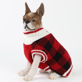 HAPEE Pet Clothes The Diamond Plaid Cat Dog Sweater,Dog Accessories,Dog Apparel,Classic Xmas Christmas red and White Plaid Design Style