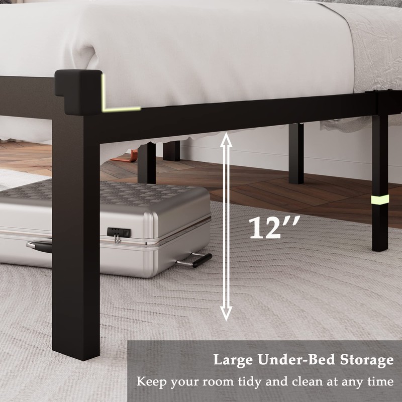 Feonase Queen Size Metal Bed Frame with Faux Leather Button