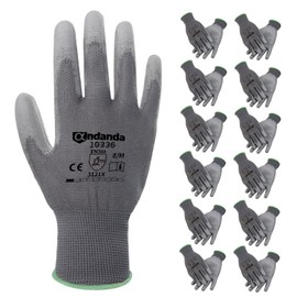 ANDANDA 12 Pair Safety Work Gloves, Seamless Knit Glove with Polyurethane(PU) Coated on Palm & Fingers, Ideal for General Duty Work like Warehousing/Logistics/Assembly