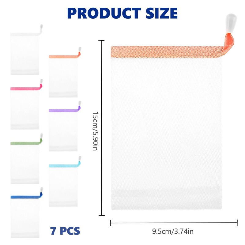 7 Pcs Soap Bag for Shower, Double-Layer Mesh Bag, 10