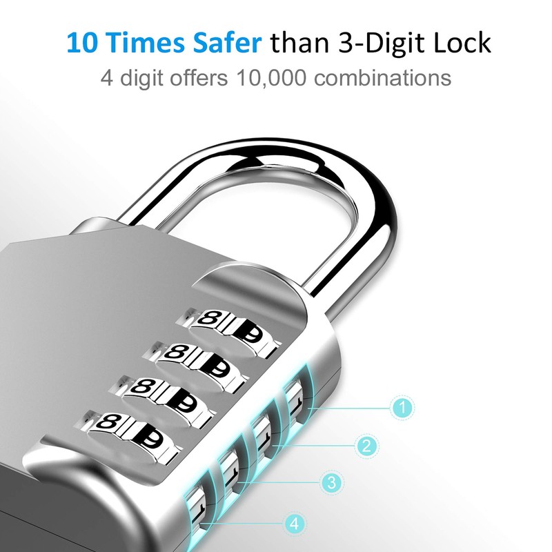 Puroma 2 Pack 4 Digit Combination Locks Outdoor Waterproof Padlock
