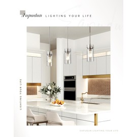 EAPUDUN Pendant Light (2 Packs), Kitchen Lights Ceiling Hanging, Kitchen Light Fixtures Brushed Nickel Finish, Farmhouse Pendant Lighting for Kitchen Island Room-PDA1353-B-BNK