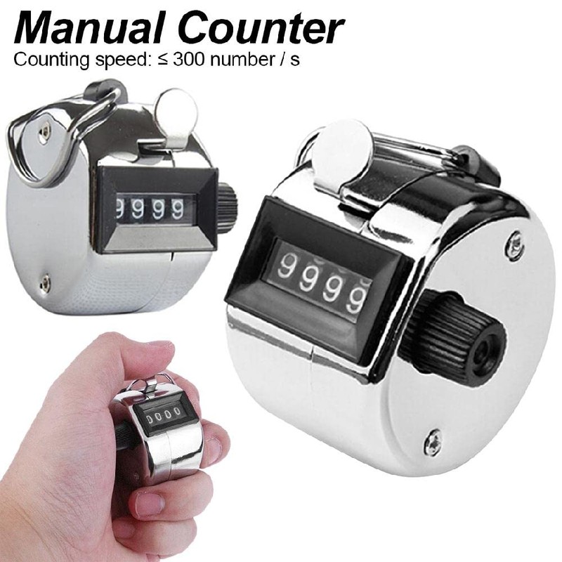 Handheld Clicker Counter, 4 Digit Display Manual Mechanical Counter, Hand