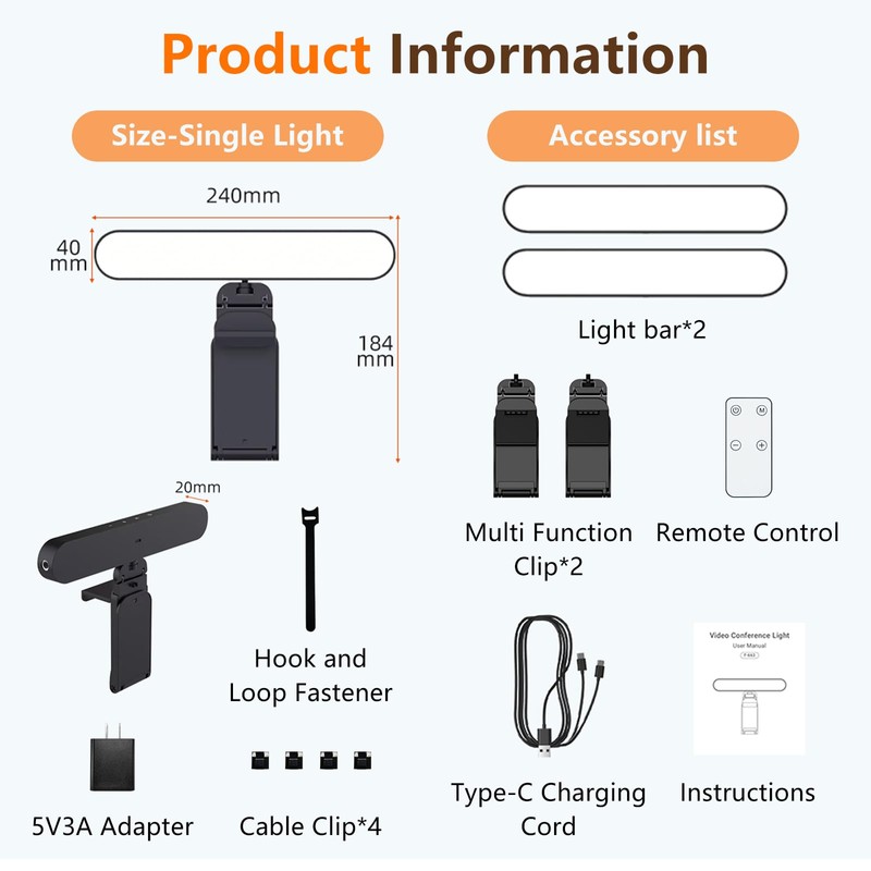 Smocraut Dual-lamp Video Conference Light,Zoom Lighting for Computer,LED Streaming Light