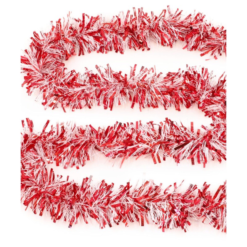 4 x Red & White Christmas Tinsel Garland 2M Each