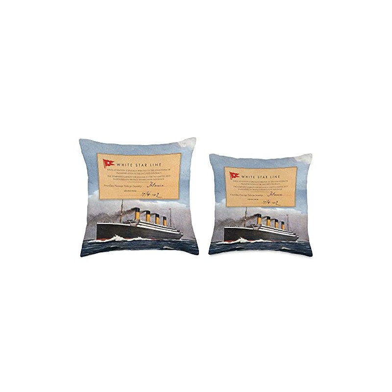 Titanic Ticket and Ship Sailing Throw Pillow