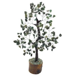 GEMSCITE Gemstone Green Aventurine Tree 8" Handmade Feng Shui Figurine Money Bonsai Good Luck Reiki Healing Crystals - Silver Wire - 160 Chips Wala