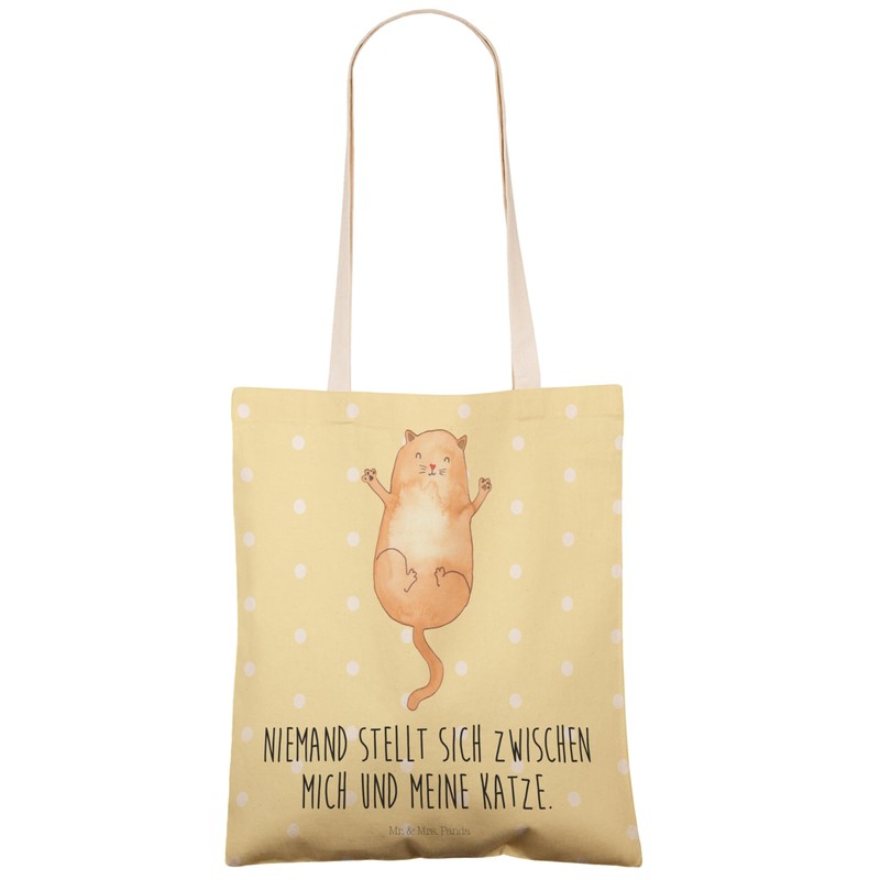 Mr. & Mrs. Panda Hugging Cat Shopping Bag, yellow