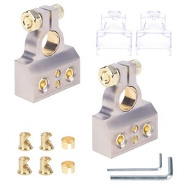Battery Terminal Connectors, 0/2/4/6/8 AWG Battery Terminals,Heavy Duty Top Post Battery Terminal Connectors,Positive Negative Battery Ends, with Shims and Clear Protector Cover