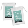 Ambesonne Cloud Fabric Pouch Set of 2, Silhouette Buildings and
