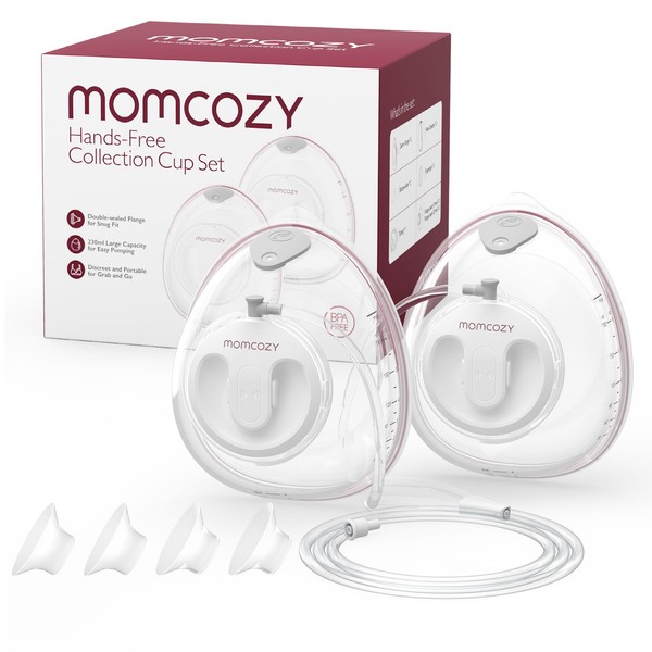 Momcozy Milk Collection - Juego de tazas manos libres, ligeras y discretas con tamaños de brida de 19/21/24 mm, compatible con Momcozy V1/V2 extractor de leche eléctrico, paquete de 2