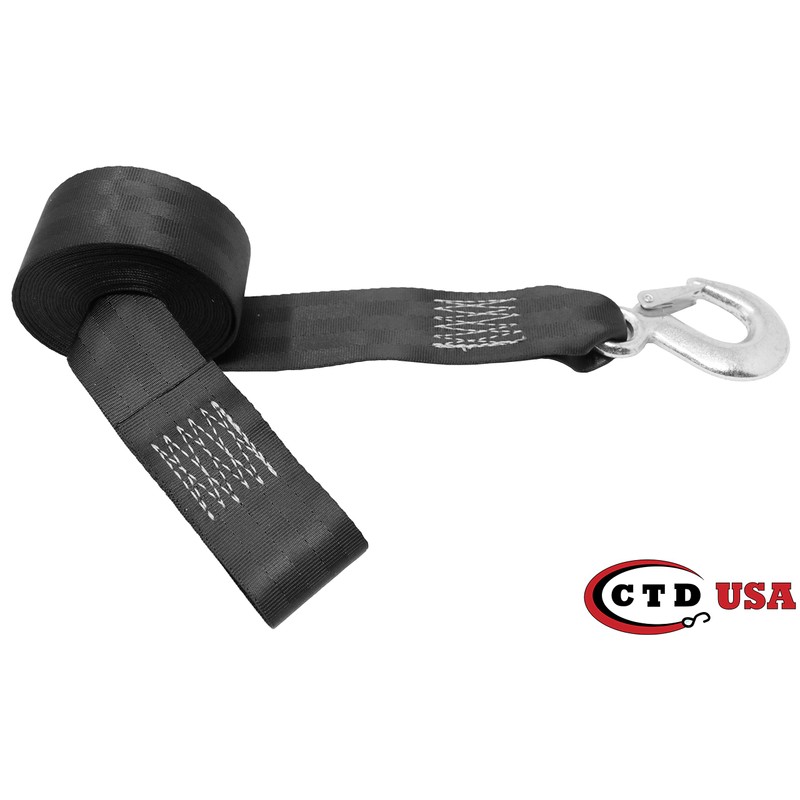CustomTieDowns 2 Inch Boat/Winch Strap. 1 Inch Flat Sewn Loop
