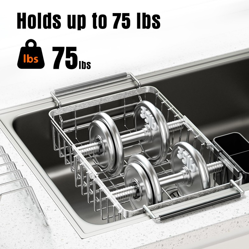 Dolreiik Expandable Dish Drying Rack in Sink,Stainless Steel Over The