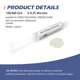 SCOTTCHEN Diamond Polishing Paste,100,000 Grit 0-0.25 Microns Lapping Compound with 50% Concentration of Diamond Powders for Jewelry, Metal, Ring, Glass, Coin,etc.-5 Gram