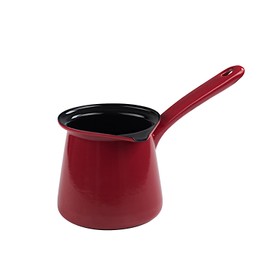 Riess, 0445-020, Kaffeekocher, CLASSIC - COLOR ROT, Durchmesser 11 cm, Inhalt 0.75 Liter, Höhe 10.5 cm, Emaille, rot/schwarz, Induktion