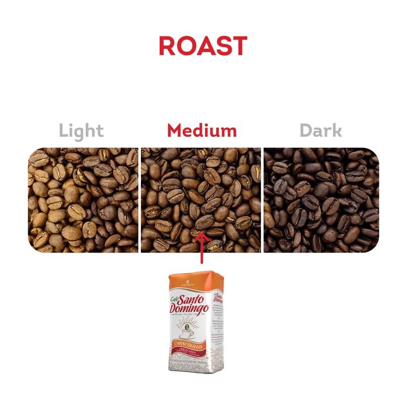 Café Santo Domingo Caracolillo, 16 oz Bag, Ground Peaberry Coffee,