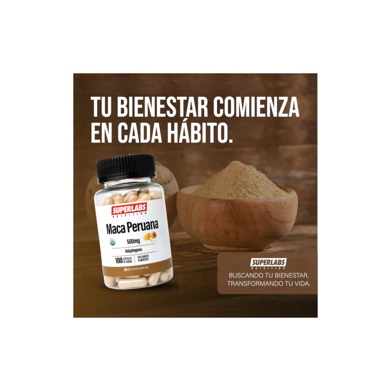 Superlabs Nutrition Maca 500mg 100 capsulas | Energía y Vitalidad