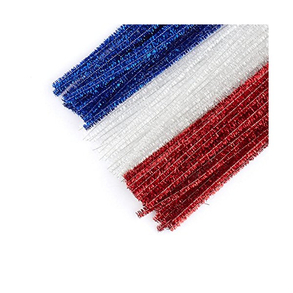 Pack of 300 Red White and Blue Metallic Tinsel Pipe