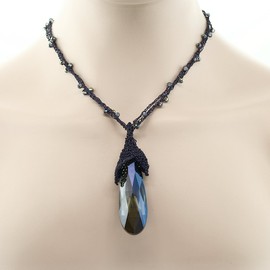 Gem Stone King Handmade Intricate Crochet Beaded Crystal Pendant Necklace 24 Inch with 2 Inch Extender for Women