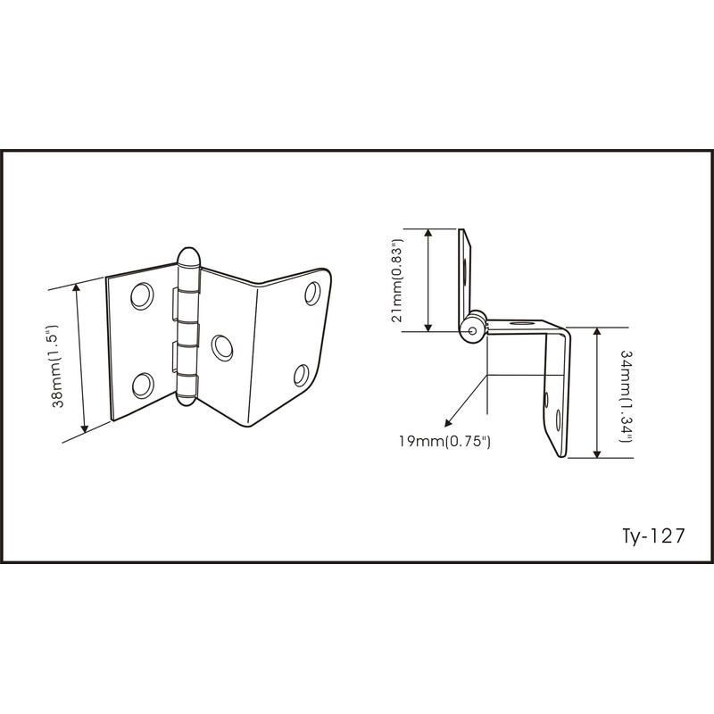 QCAA Durable Steel Semi-Concealed Hinge for Box, Chest & Cabinet,