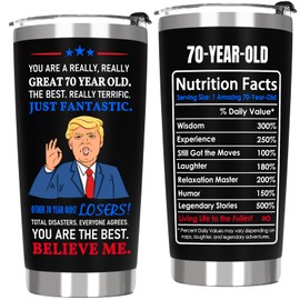 Breezy Valley 70th Birthday Gifts Cups Tumbler - Gifts for 70 Year Old Men Women, 70th Birthday Gift Ideas, 20 Oz Stainless Steels Black Tumbler