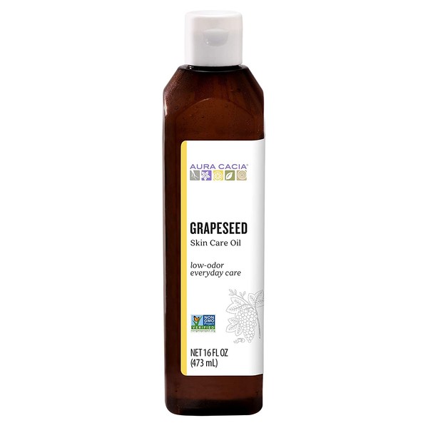 Aura Cacia Grapeseed Skin Care Oil | GC/MS Tested for Purity | 473ml (16 fl. oz.)