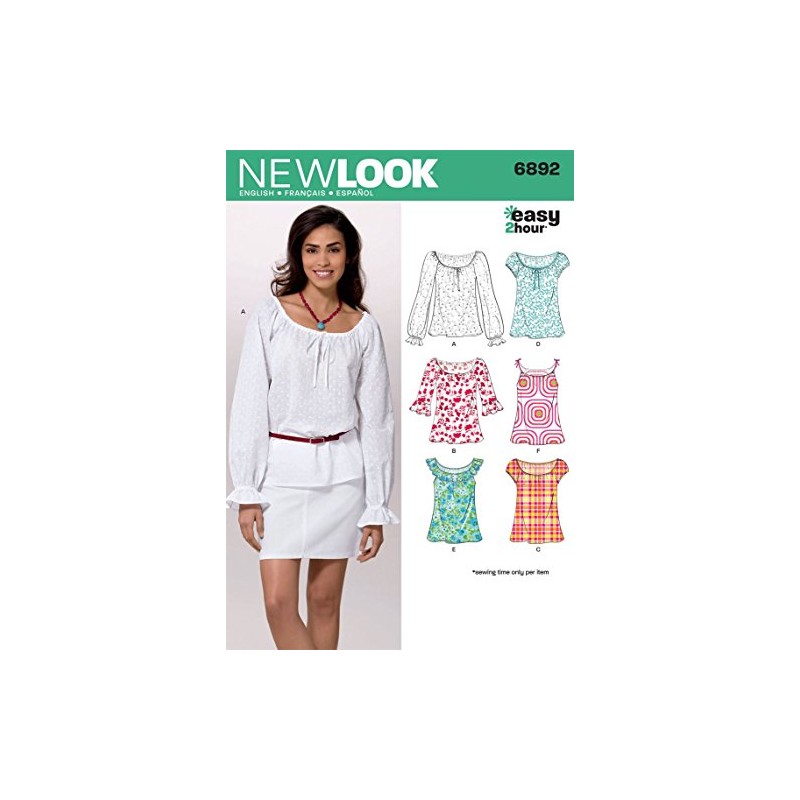 New Look Sewing Pattern 6892: Misses Tops, Size A, A