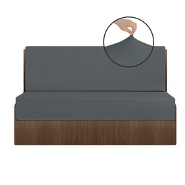 VENESSCO RV Dinette Cushion Covers 2 Sets Stretch Camper Cushions Replacement Cover Washable Couch Cushion Slipcovers for Travel Trailer, Sofa Includes 2 Backrest Covers & 2 Bench Covers, Dark Grey