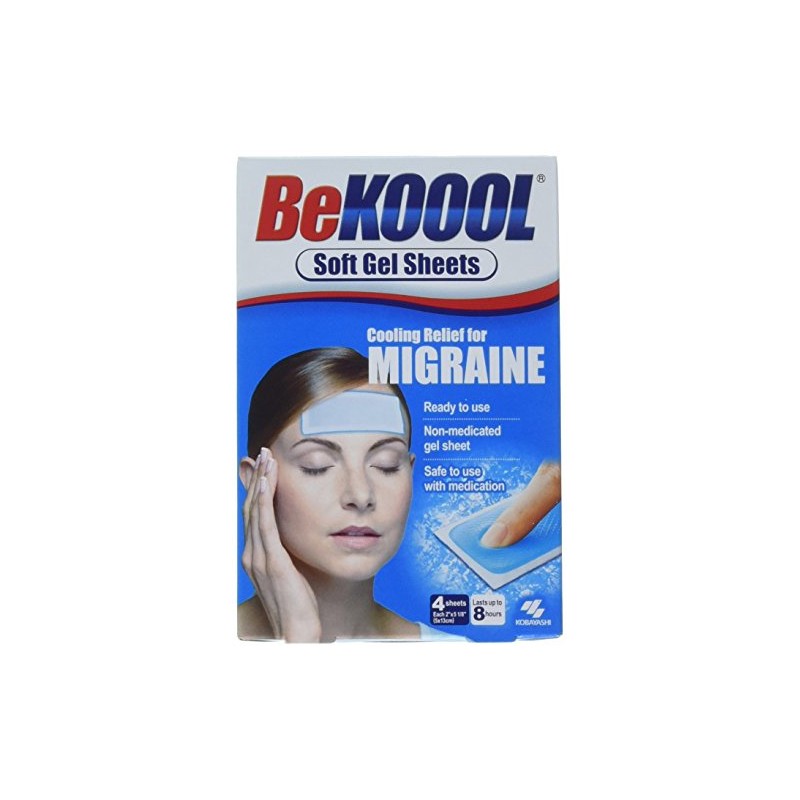 BeKoool Be Koool Gel Sheets for Adults Migraine, 4 Count