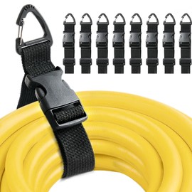 Heavy Duty Extension Cord Holder Organizer (8 Pack black) 17 Inch Adjustable Storage Straps with Triangle Clips Perfect for Garage Organization Workshop Storage and Men's Gadgets ﻿ ﻿
