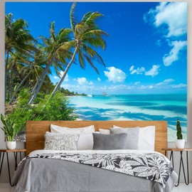 Tapestry Nature, Tapestry Beach Sea Landscape Tapestry Wall Hanging Outdoor Wall Tapestry Blue Wall Towel 200 x 200 cm