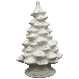 Darice Unfinished Ceramic Christmas Tree, 11.4-Inch
