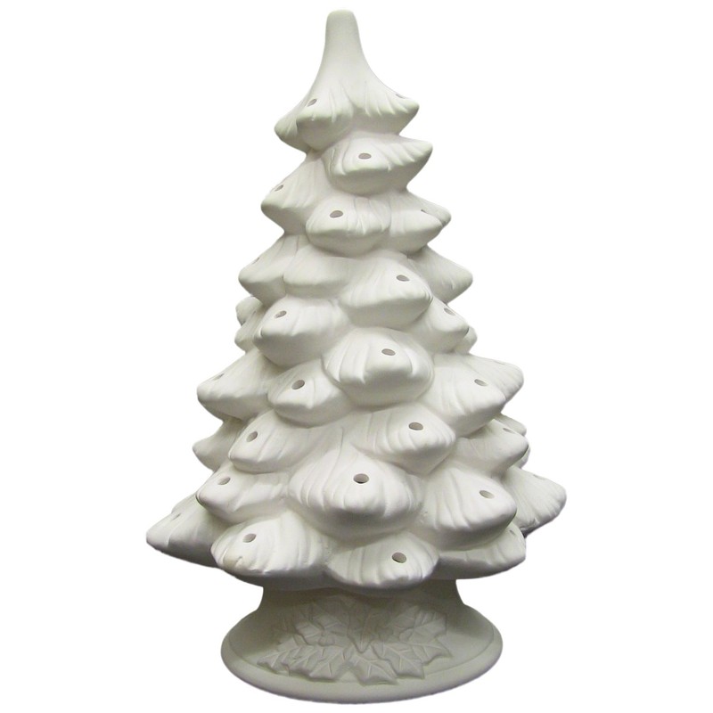 Darice Unfinished Ceramic Christmas Tree, 11.4-Inch