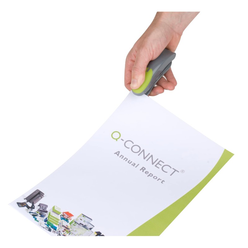 Q-Connect Mini Plastic Stapler Grey/Green (Capacity: 12 sheets of 80gsm
