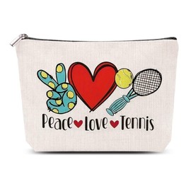 Kefley Tennis Gifts Makeup Cosmetic Bag Purse Tennis Mom Lover Player Gifts for Birthday Christmas Accessories Essential Storage Tech Toiletry Pouch for Women Girls