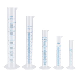 5pcs Plastic Graduated Cylinder Beaker 10ml 25ml 50ml 100ml 250ml Measuring Cylinder Science Measuring Test Tube Flask Blue Graduation Lines Cylinder Liquid Measuring Tools Lab Test Tube Pour Spout