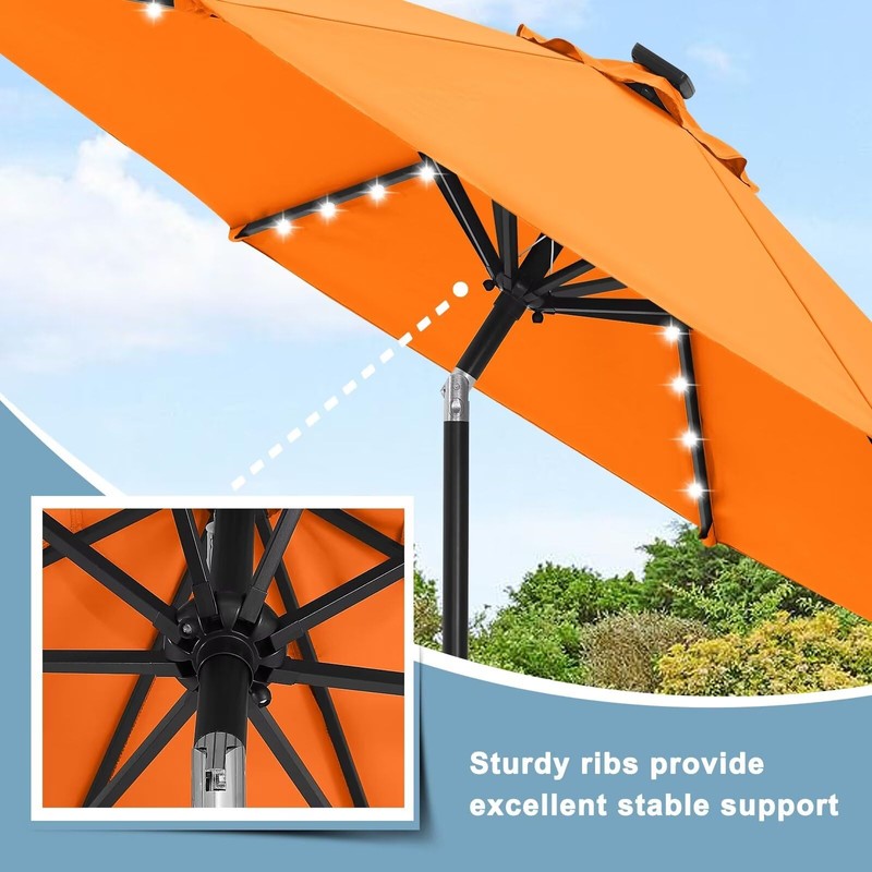 ABCCANOPY Durable Solar Led Patio Umbrellas with 32LED Lights 9FT