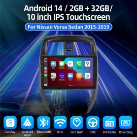 ESSGOO For Nissan Versa Sedan 2015-2019 Apple Carplay Android 14.0 Car Stereo GPS Radio