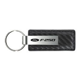 Au-TOMOTIVE GOLD Carbon Fiber Rectangular Leather Key Chain for Ford F-250 (Gunmetal)