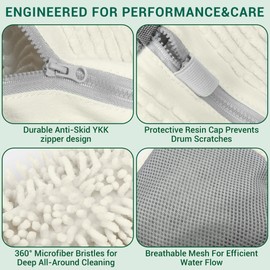 RECRANTIA Shoe Washing Machine Bag, Shoe Laundry Bag, Shoe Washing Bag, Laundry Shoe Bag for Washer and Dryer, Shoe Bag Washing Machine, Shoe Cleaning Bag, Sneaker washing machine bag, Set of 2, White