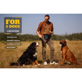 PATPET Shock Collar for Large Medium Small Dog 15-150lbs - 3/4 Mile Range Safe Shock E Dog Training Collar with Remote (Black Green, 2 receivers)