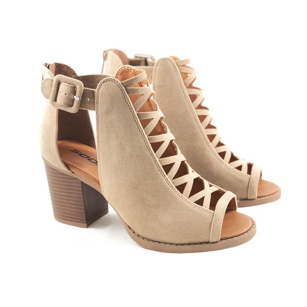 Soda Womens Fahsoin Aran Open Toe Heel Sandal,Natural Nbpu,7